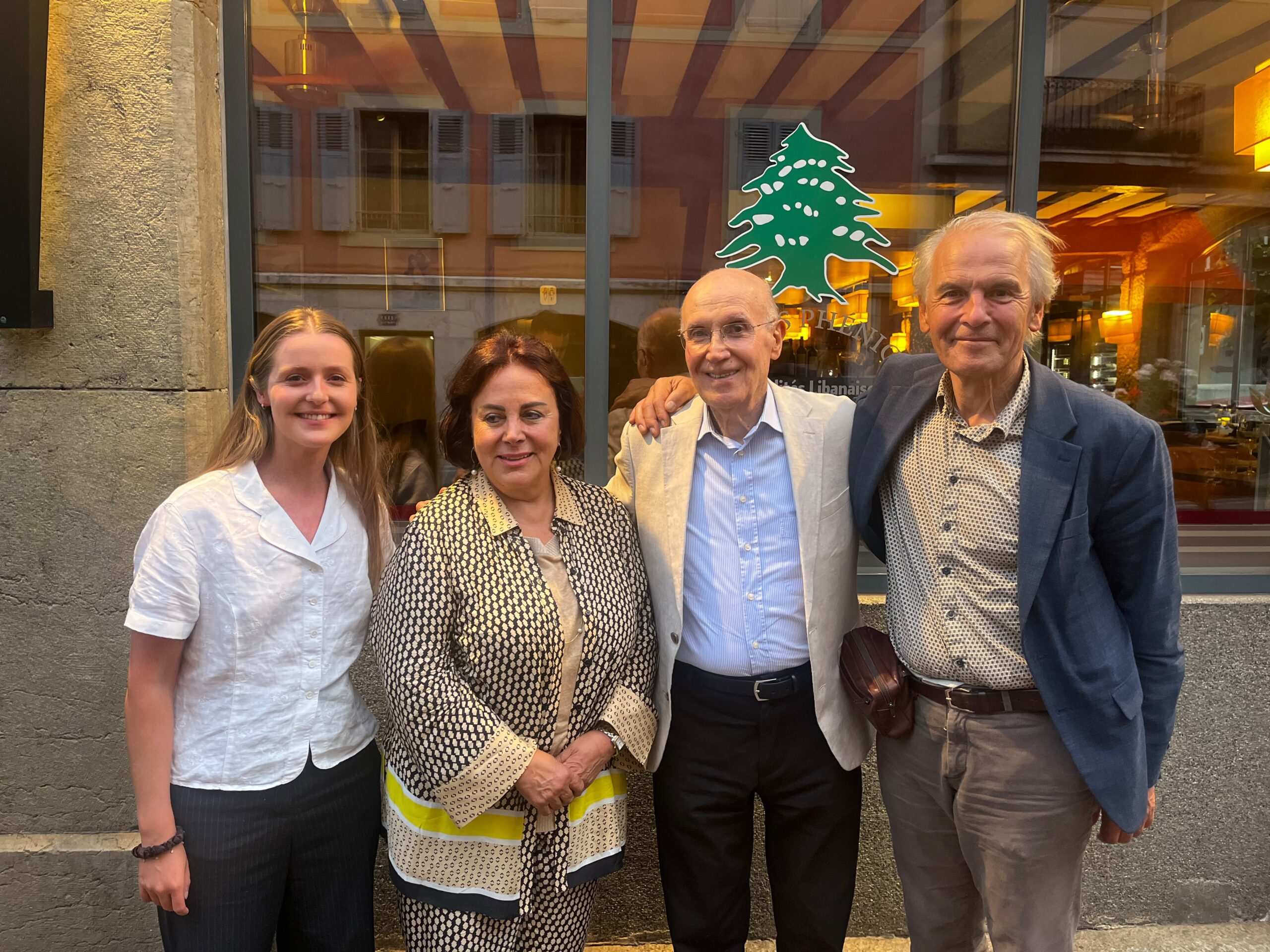 Mohanna with Rémy Pagani, former Mayor of Geneva and former Minister, Ambassador Nahla Haidar, Chair of the Committee on the Elimination of Discrimination against Women (CEDAW), and Fanny Bonassies, assistant to Dr. Mohanna, in Geneva.